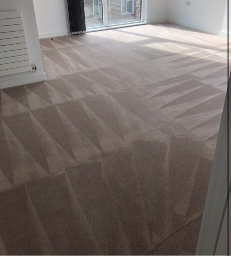 Carpet cleaning London technician deep cleaning living room